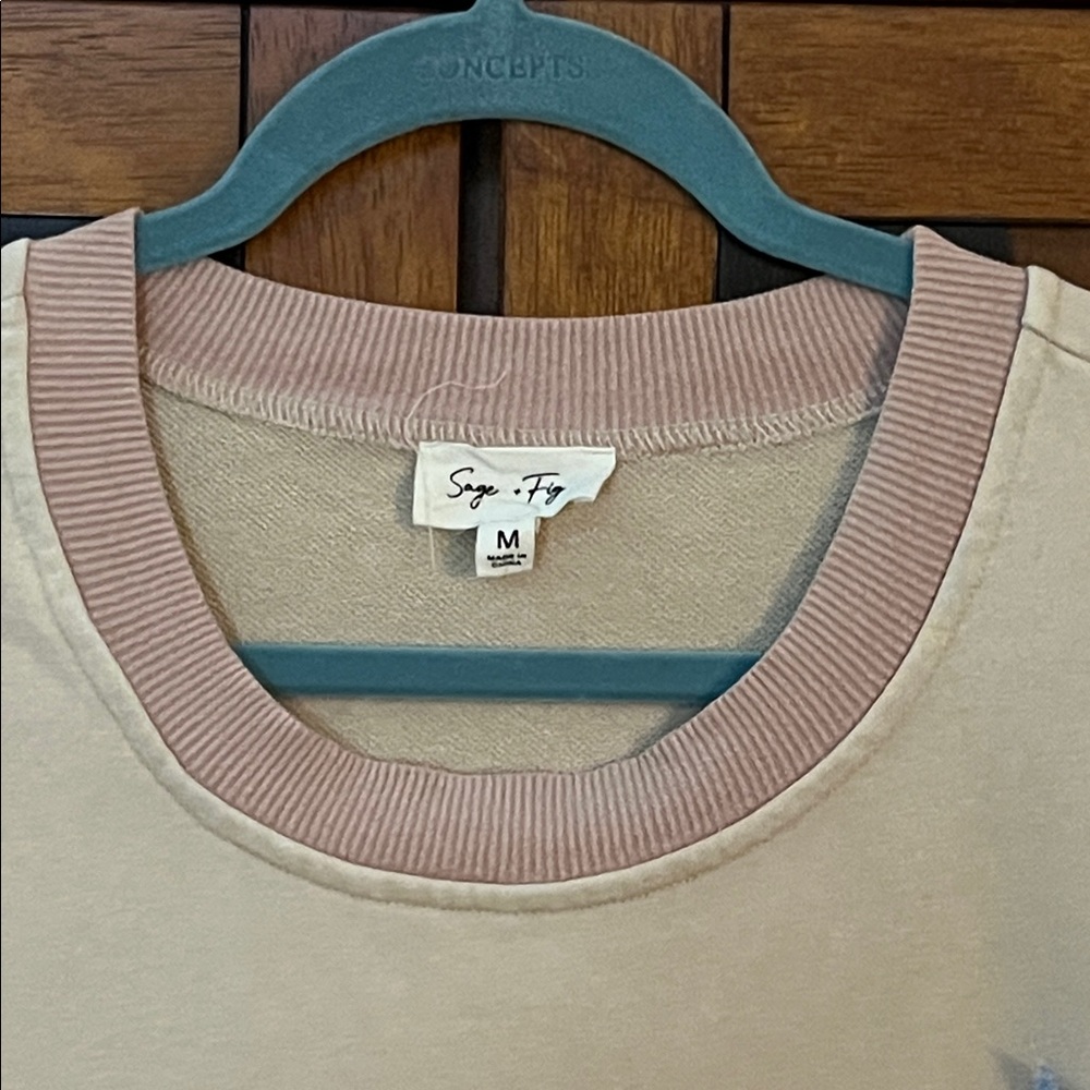 Sage & Fig Multicolor Patchwork Peace Sign Sweats… - image 3